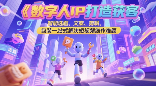 数字人IP打造获客变现实操课,智能选题、文案、剪辑、包装一站式解决短视频创作难题-生财