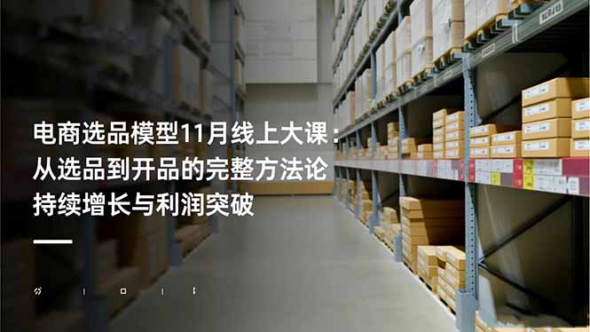 电商选品模型11月线上大课：从选品到开品的完整方法论 持续增长与利润突破-生财