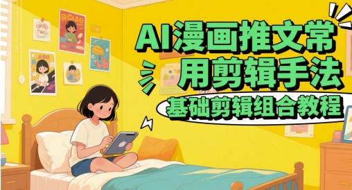 AI漫画推文常用剪辑手法，基础剪辑组合教程-生财