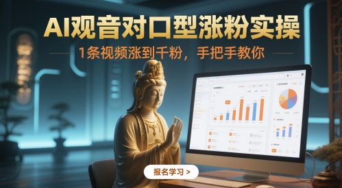 AI观音对口型涨粉实操，1条视频涨到千粉，手把手教你-生财