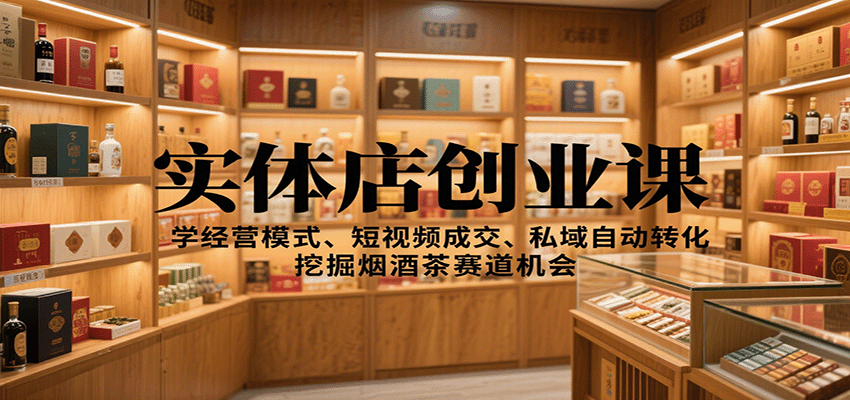 实体店创业课:学经营模式、短视频成交、私域自动转化,挖掘烟酒茶赛道机会-生财