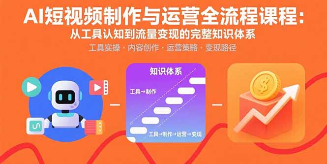 AI短视频制作与运营全流程课程：从工具认知到流量变现的完整知识体系-生财