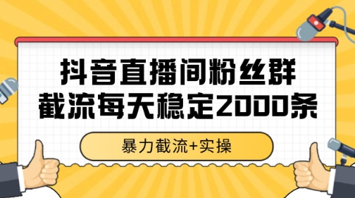 抖音直播间粉丝群暴力截流，一台电脑每天稳定2000条数据【揭秘】-生财