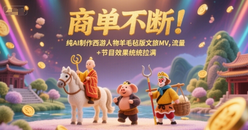 商单不断！纯AI制作西游人物羊毛毡版文旅MV，流量+节目效果统统拉满-生财