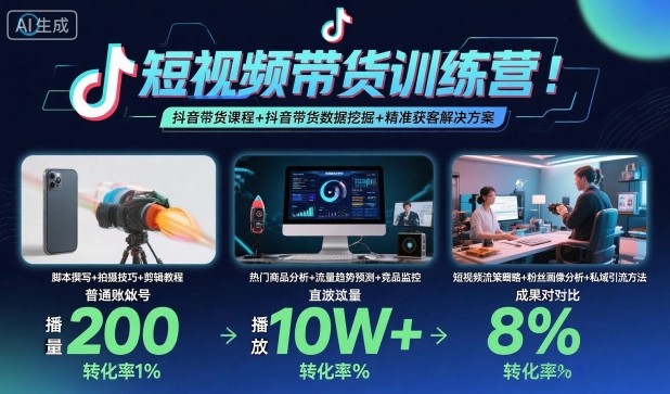 短视频带货训练营,抖音带货课程+抖音带货数据挖掘+精准获客解决方案-生财