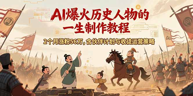 AI历史人物赛道课程,2个月涨粉56万,含伙伴计划与收徒运营策略-生财