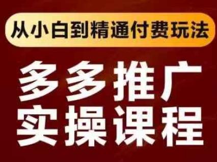 拼多多推广实操课程，从小白到精通付费玩法-生财