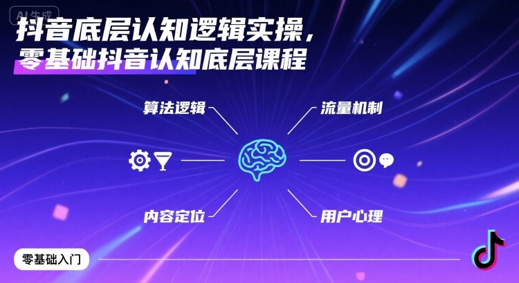 抖音底层认知逻辑实操,零基础抖音认知底层课程-生财