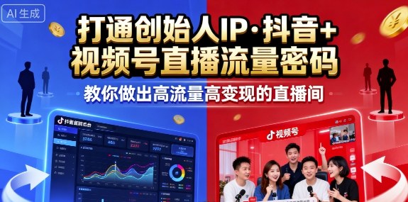 25年直播9-10两期线下课，打通创始人IP，抖音+视频号直播流量密码，教你做出高流量高变现的直播间-生财