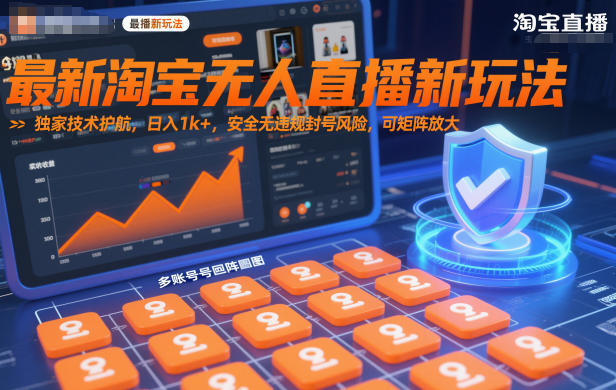 最新淘宝无人直播新玩法，独家技术护航，日入1k+，安全无违规封号风险，可矩阵放大【揭秘】-生财