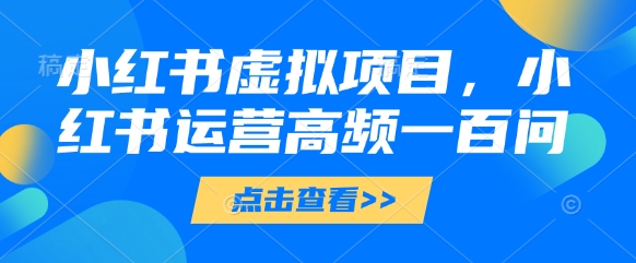 小红书虚拟项目，小红书运营高频一百问【文档】-生财