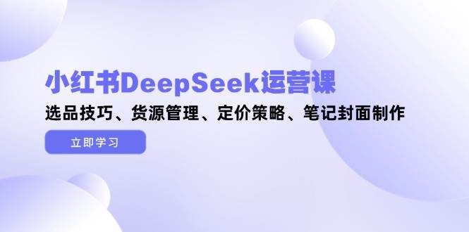 小红书DeepSeek运营课，选品技巧、货源管理、定价策略、笔记封面制作-生财