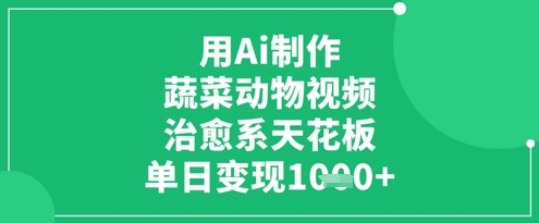 用Ai制作蔬菜动物视频，治愈系天花板，单日变现1k-生财