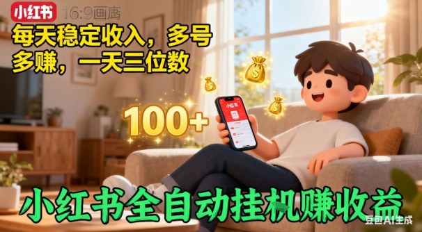 小红书自动挂G賺收益,每天稳定收入,多号多賺,一天三位数【揭秘】-生财