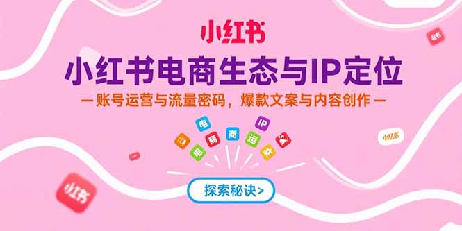 小红书电商生态与IP定位，账号运营与流量密码，爆款文案与内容创作-生财