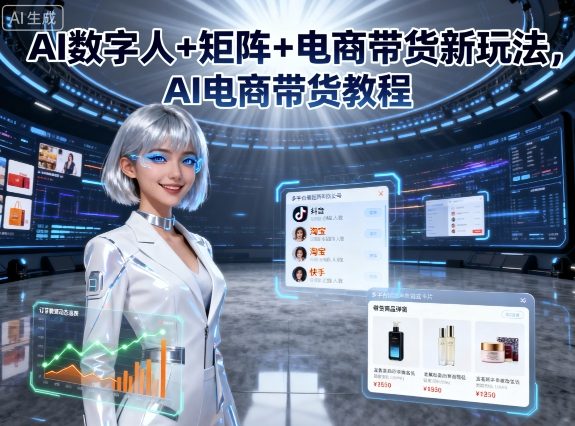 AI数字人+矩阵+电商带货新玩法，AI电商带货教程-生财