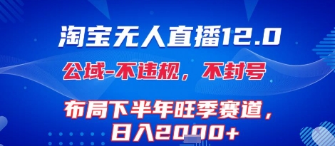 淘宝无人直播12.0，不封号，不违规，布局下半年旺季赛道，日入1k+(独家技术)【揭秘】-生财