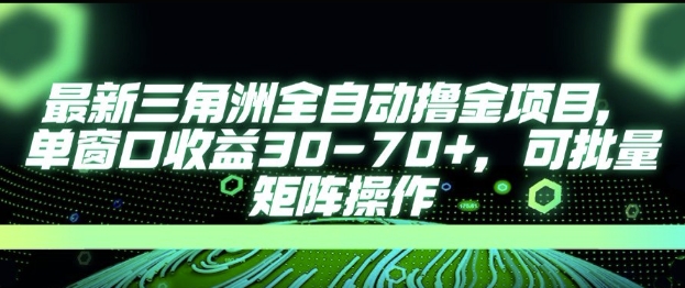 最新AI全自动游戏撸金项目，单窗口收益30-70+，可批量操作【揭秘】-生财