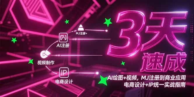 3天速成AI绘图+视频,MJ注册到商业应用,电商设计+IP统一实战指南-生财