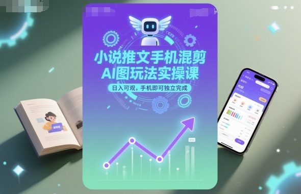 小说推文手机混剪AI图玩法实操课，日入可观，手机即可独立完成-生财