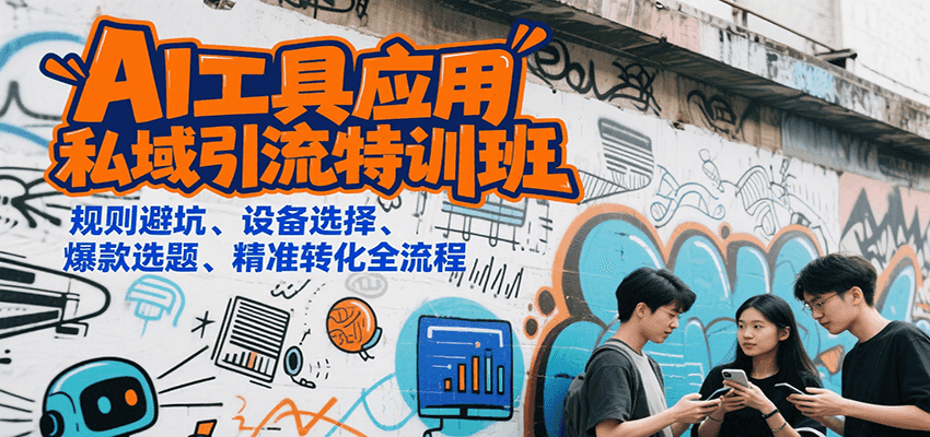 AI工具应用私域引流特训班，规则避坑、设备选择、爆款选题、精准转化全流程-生财