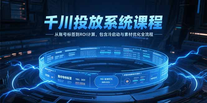 千川投放系统课程，从账号标签到ROI计算，包含冷启动与素材优化全流程-生财