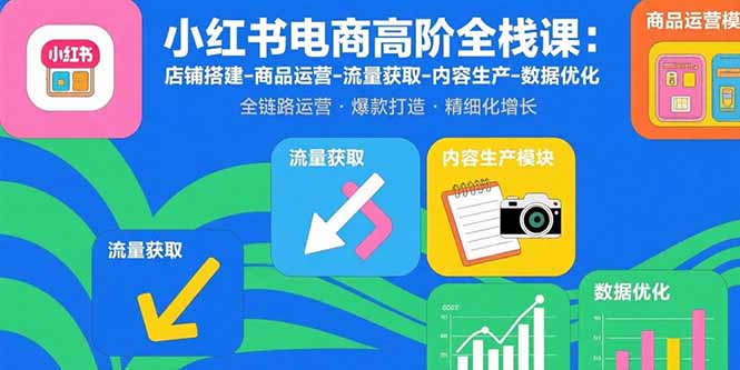 小红书电商高阶全栈课：店铺搭建-商品运营-流量获取-内容生产-数据优化-生财