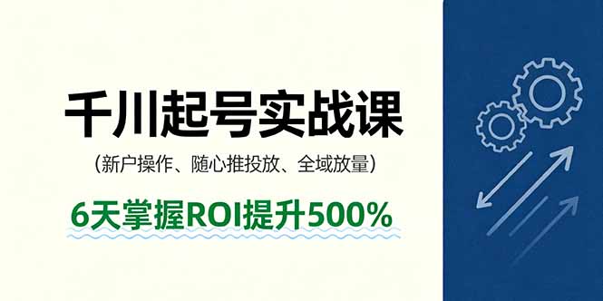 抖音千川起号实战课，新户操作,随心推投放,全域放量，6天掌握ROI提升500%-生财