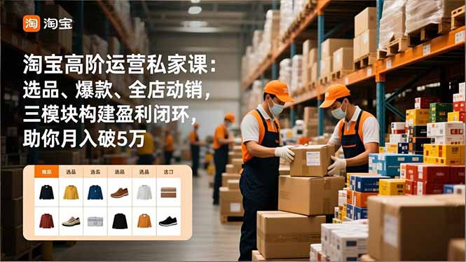 淘宝高阶运营私家课:选品、爆款、全店动销,三模块构建盈利闭环,助你月入破5万(更新12月-生财