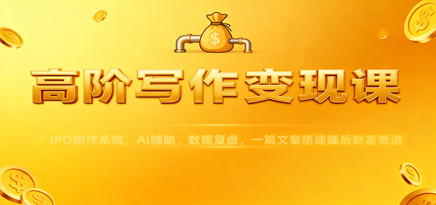 高阶写作变现课：IPO创作系统，AI辅助，数据复盘，一篇文章搭建睡后财富管道-生财