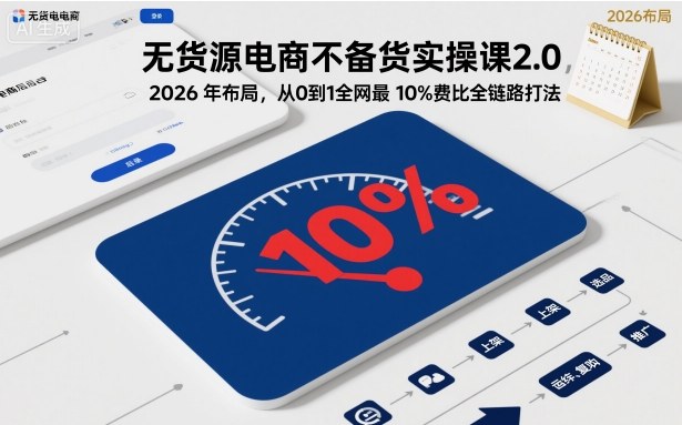 无货源电商不备货实操课2.0，2026年布局，从0到1全网最低10%费比全链路打法【更新中】-生财