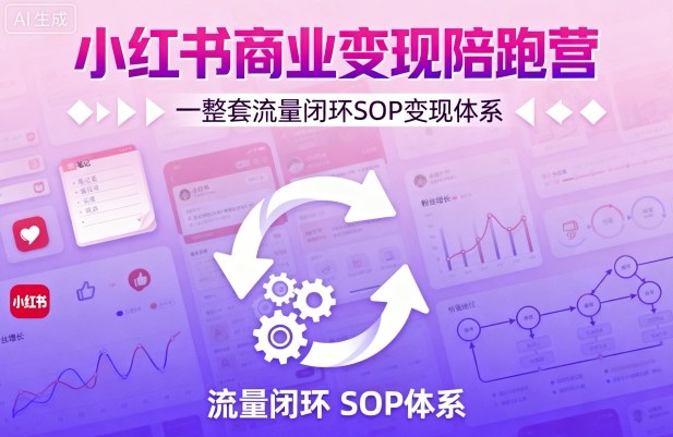 小红书商业变现陪跑营，轻IP矩阵 私域获客 聚光投流，一整套流量闭环SOP变现体系-生财
