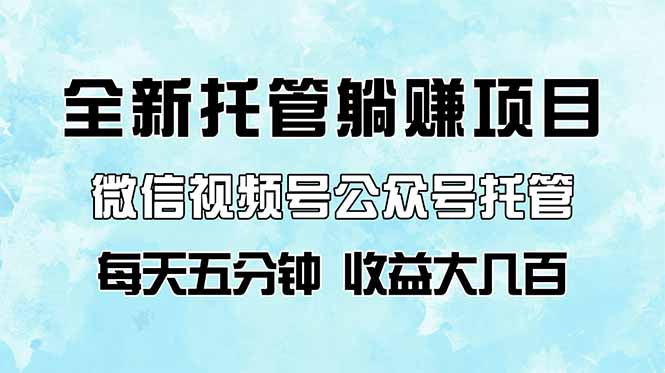 全新托管躺赚项目，微信视频号公众号托管代运营，每天五分钟，收益大几百-生财