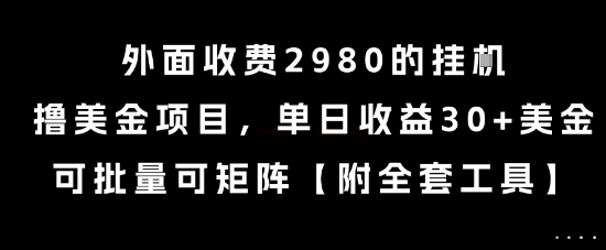 外面收费2980的挂G撸美金项目，单日收益30+美金，可批量可矩阵【揭秘】-生财
