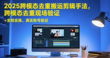 2025跨模态去重搬运剪辑手法，跨模态去重现场验证 +全程实操，真实账号验证-生财