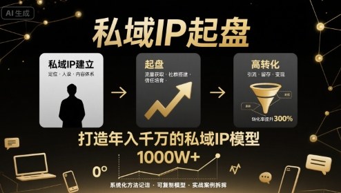 私域IP起盘，私域ip建立、起盘、高转化，打造年入千万的私域ip模型-生财