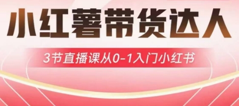 小红薯达人带货启航计划,3节直播课从0-1入门小红书-生财
