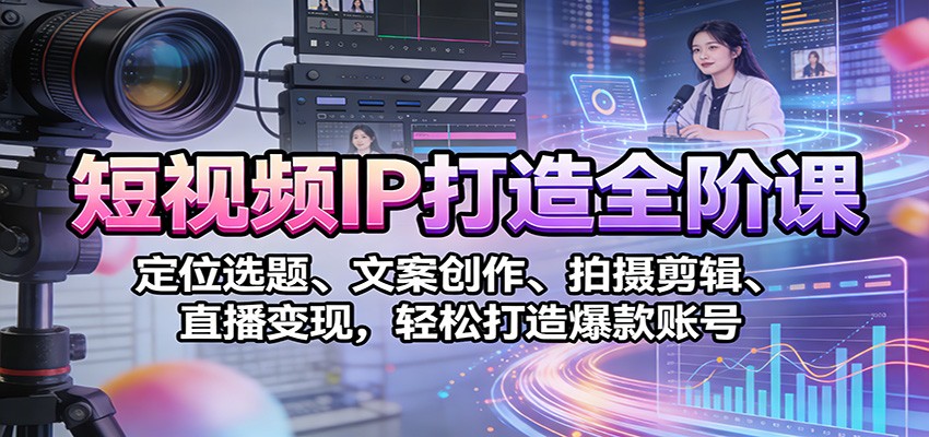 短视频IP打造全阶课：定位选题、文案创作、拍摄剪辑、直播变现，轻松打造爆款账号-生财