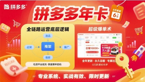 拼多多年卡【8月更新6节】拼多多全链路运营底层逻辑，超级爆单术-生财