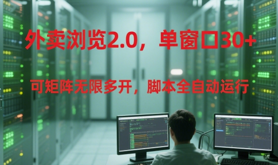 外卖浏览2.0，单窗口30+可矩阵无限多开，脚本全自动运行【揭秘】-生财
