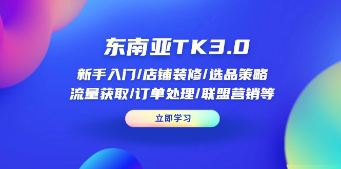 东南亚TK3.0：新手入门/店铺装修/选品策略/流量获取/订单处理/联盟营销等-生财