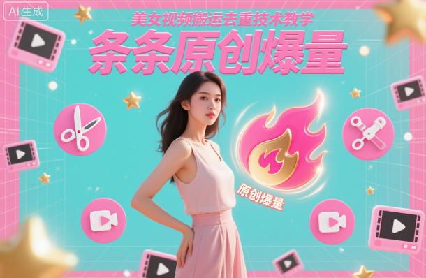 美女视频搬运去重技术教学,条条原创爆量-生财