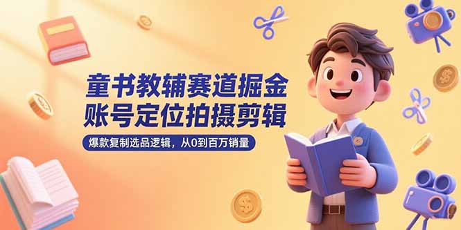童书教辅赛道掘金，账号定位拍摄剪辑，爆款复制选品逻辑，从0到百万销量-生财