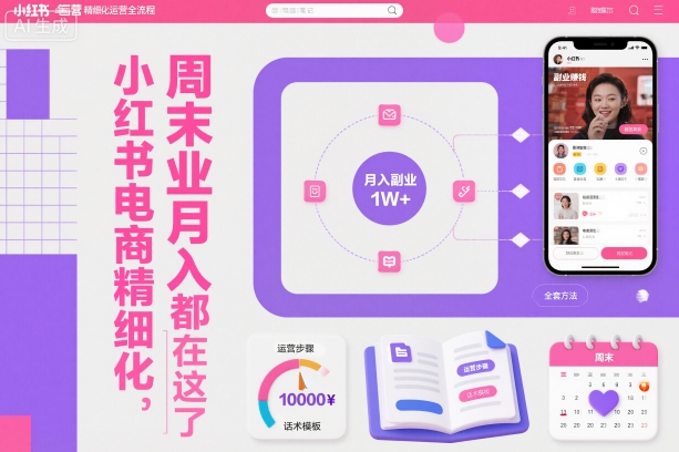 小红书电商精细化运营全流程，周末副业月入1W+，全套方法都在这了-生财