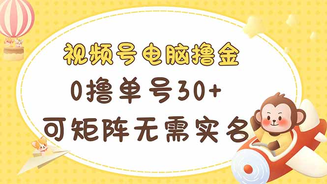视频号电脑撸金 0撸单号30+ 可矩阵 无需实名多号多得-生财
