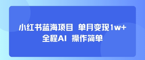 小红书蓝海项目 单月变现1w+ 全程AI 操作简单-生财
