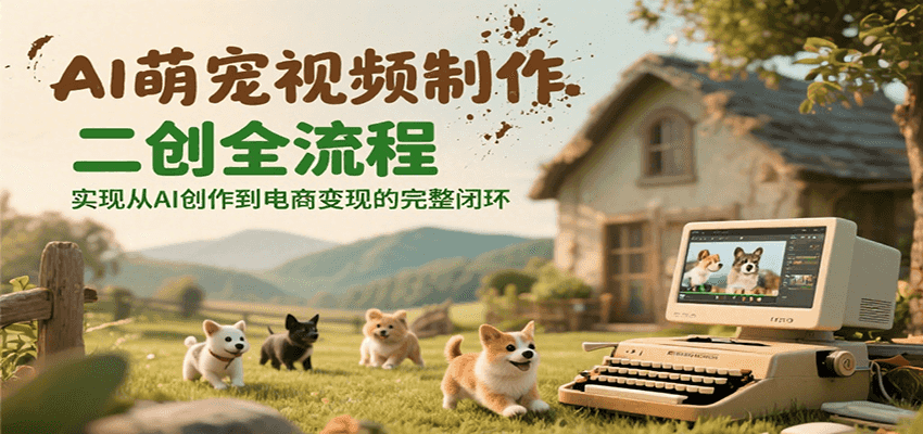 AI萌宠视频制作二创全流程,实现从AI创作到电商变现的完整闭环-生财