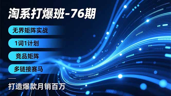淘系打爆班-76期,无界矩阵实战,1词1计划、竞品矩阵、多链接赛马,打造爆款月销百万-生财