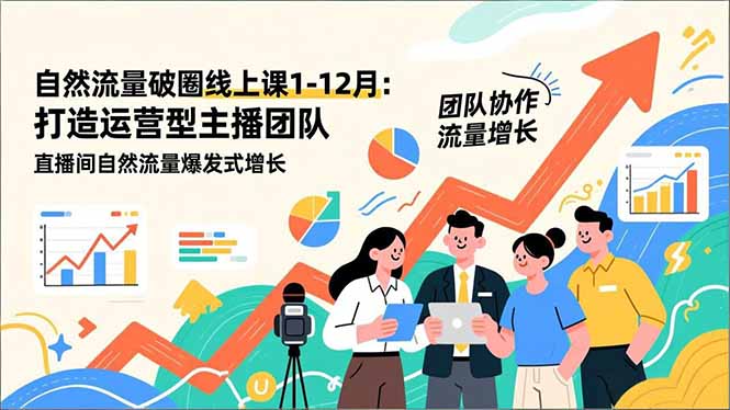 自然流量破圈线上课1-12月：打造运营型主播团队 直播间自然流量爆发式增长-生财