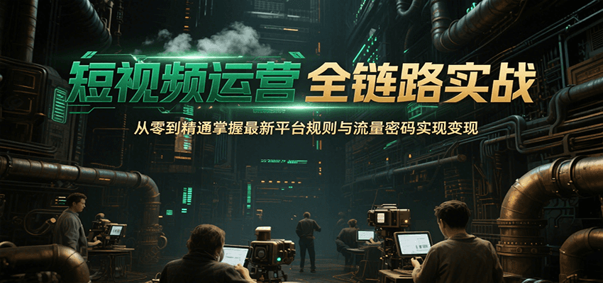 短视频运营全链路实战，从零到精通掌握最新平台规则与流量密码实现变现-生财
